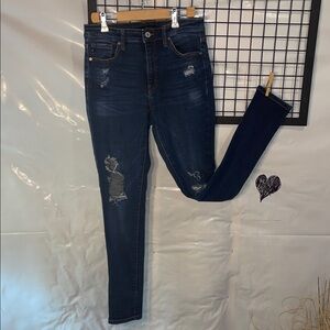 KanCan Dark Blue Distressed Skinny Jeans with stretch